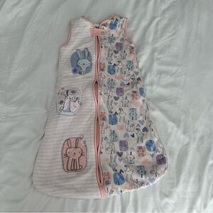 First Wish Baby Sleeping Sack with Bunny Print - Pink and Blue Size 0-6M
